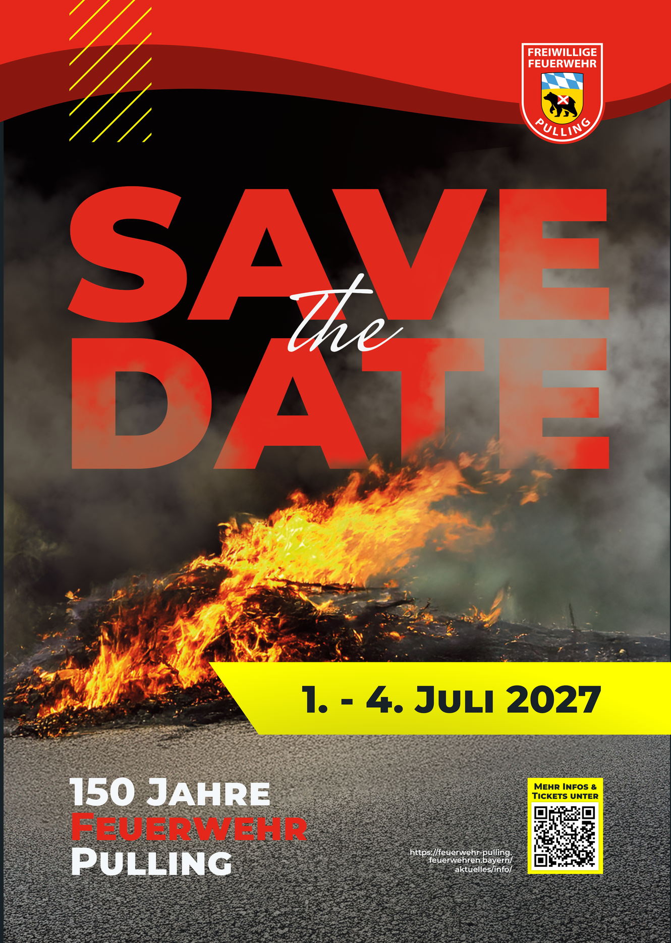 Save the Date – 150 Jahre Feuerwehr Pulling, 1.–4. Juli 2027