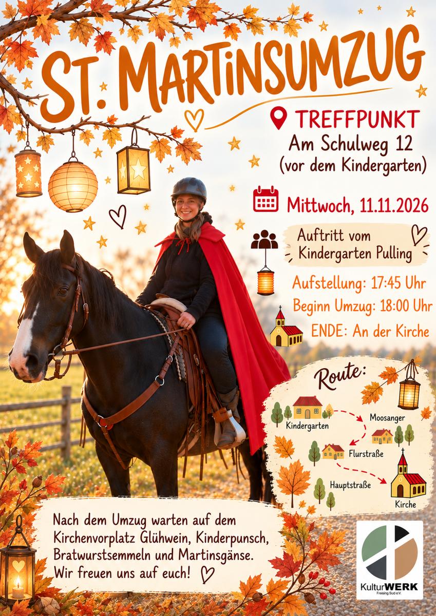 Flyer St. Martinsumzug am 11. November 2026 in Pulling