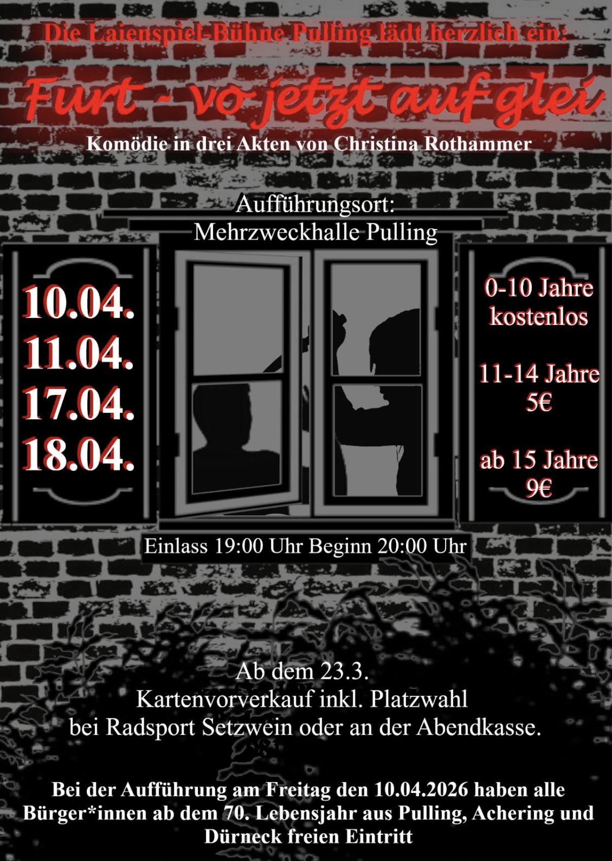 Theaterplakat Furt - vo jetzt auf glei